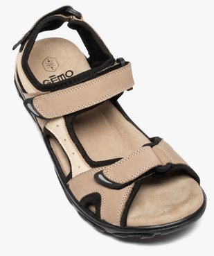 Sandales homme sport dessus cuir fermeture scratchs vue5 - GEMO (CASUAL) - GEMO