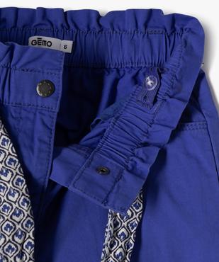 Short en toile de coton taille haute avec ceinture à nouer fille vue2 - GEMO 4G FILLE - GEMO