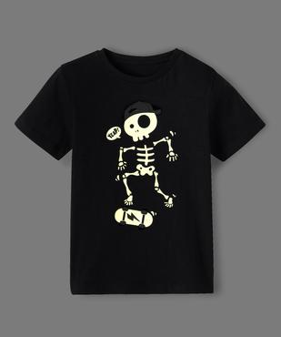 Tee-shirt garçon à manches courtes motif squelette phosphorescent vue2 - GEMO (ENFANT) - GEMO