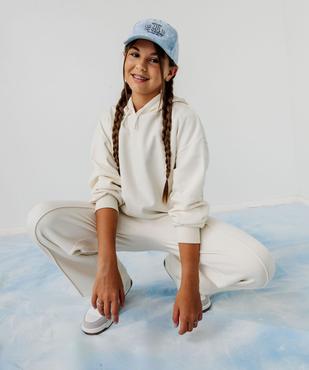 Sweat à capuche en molleton uni fille vue5 - GEMO 4G FILLE - GEMO