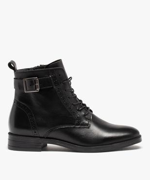 Bottines femme à lacet dessus cuir à bords perforés – Tanéo vue2 - TANEO - GEMO