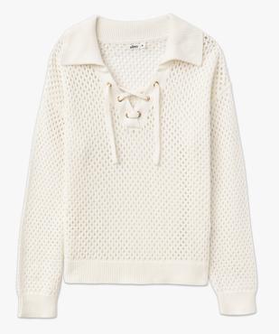 Pull en maille ajourée avec col à lacets femme vue4 - GEMO(FEMME PAP) - GEMO