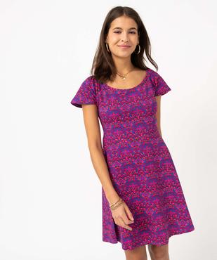 Robe femme imprimée à manches courtes et col modulable vue1 - GEMO(FEMME PAP) - GEMO