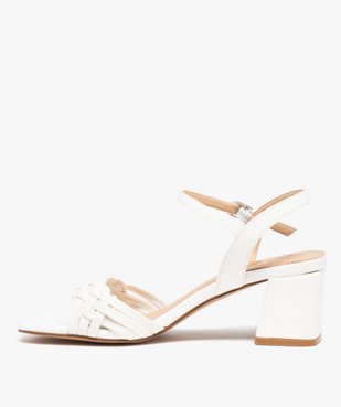 Sandales femme à talon et brides tressées unies vue3 - GEMO(URBAIN) - GEMO