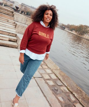 Sweat femme grande taille court avec message brodé vue5 - GEMO (G TAILLE) - GEMO
