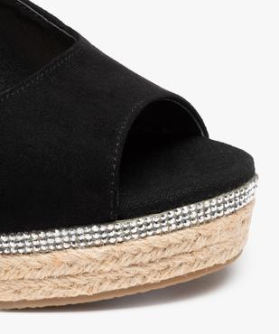 Sandales femme compensées en suédine unie et strass vue6 - GEMO 4G FEMME - GEMO