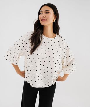 Blouse manches 3/4 en maille fluide à pois femme  vue1 - GEMO 4G FEMME - GEMO