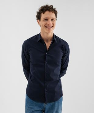 Chemise unie coupe slim en coton stretch homme vue9 - GEMO 4G HOMME - GEMO