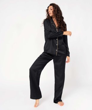 Pyjama femme en matière satinée avec liseré scintillant vue2 - GEMO(HOMWR FEM) - GEMO