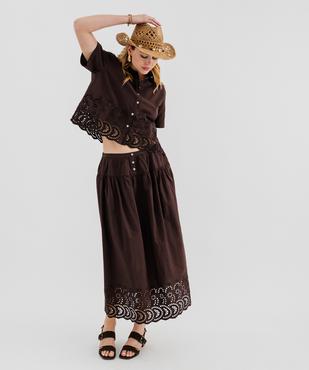 Jupe longue et ample en coton brodé et ajouré femme vue4 - GEMO(FEMME PAP) - GEMO