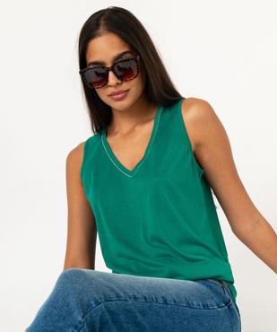 Débardeur col V brillant en maille fluide femme vue1 - GEMO 4G FEMME - GEMO