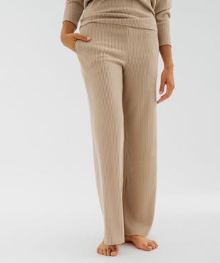 Pantalon de pyjama en maille côtelée extensible à taille élastiquée femme vue2 - GEMO 4G FEMME - GEMO