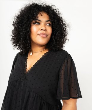 Blouse manches courtes en voile plumetis femme grande taille vue2 - GEMO (G TAILLE) - GEMO