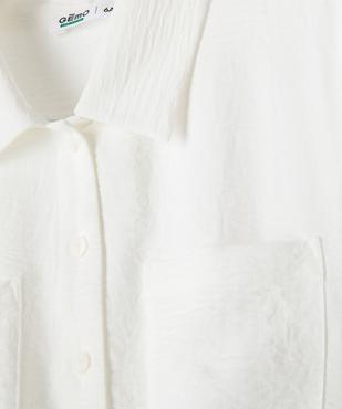 Chemise manches courtes coupe courte en crêpe froissé fille vue2 - GEMO 4G FILLE - GEMO