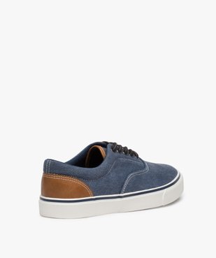Baskets homme en toile à lacets et semelle contrastante Dessus denim vue4 - GEMO (HOMME) - GEMO