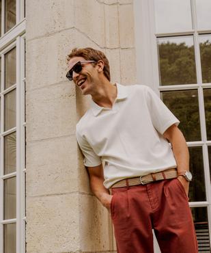 Polo manches courtes en maille nid d’abeille homme vue4 - GEMO 4G HOMME - GEMO
