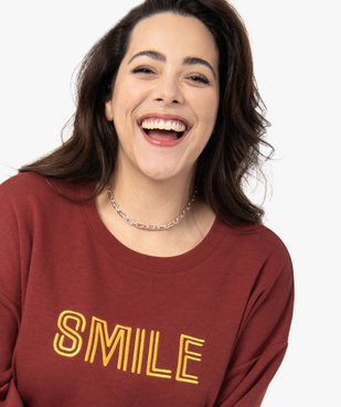 Sweat femme grande taille court avec message brodé vue2 - GEMO (G TAILLE) - GEMO