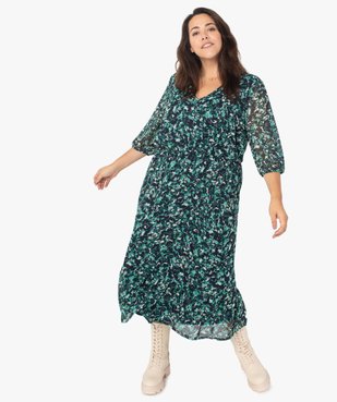 Robe femme grande taille longue imprimée à manches 3/4 vue1 - GEMO (G TAILLE) - GEMO