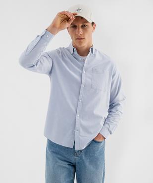 Chemise manches longues regular en coton rayé homme vue1 - GEMO 4G HOMME - GEMO