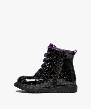 Boots fille vernies à paillettes avec zip intérieur et lacets Wish - Disney vue3 - WISH - GEMO