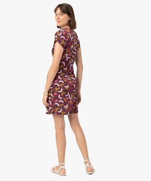 Robe femme imprimée à manches courtes effet drapé vue3 - GEMO(FEMME PAP) - GEMO