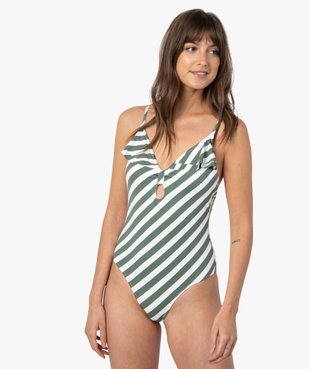Maillot de bain femme une pièce à rayures vue1 - GEMO (PLAGE) - GEMO