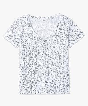 Tee-shirt femme imprimé à manches courtes et col V vue4 - GEMO(FEMME PAP) - GEMO