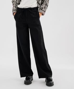 Jean wide leg à taille élastiquée et liens à nouer femme vue1 - GEMO(FEMME PAP) - GEMO