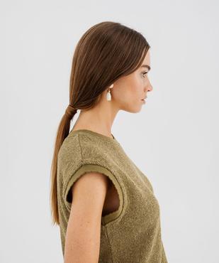 Tee-shirt sans manches en maille tricotée et pailletée femme vue2 - GEMO(FEMME PAP) - GEMO