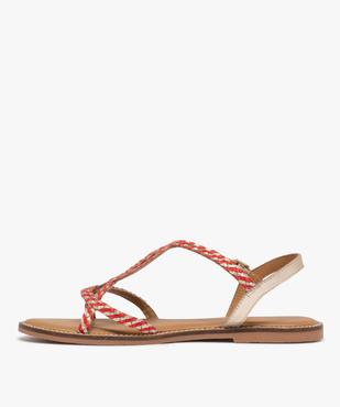 Sandales en cuir à brides tressées et talon plat femme vue3 - TANEO GEMO FOR GOOD - GEMO
