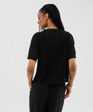 Tee-shirt manches courtes en maille à col fantaisie femme vue3 - GEMO(FEMME PAP) - GEMO