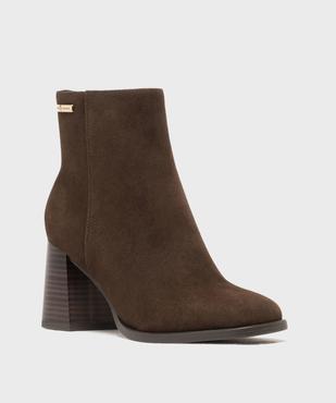 Boots à talon haut et bout carré en suédine femme - LuluCastagnette vue2 - LULUCASTAGNETTE - GEMO