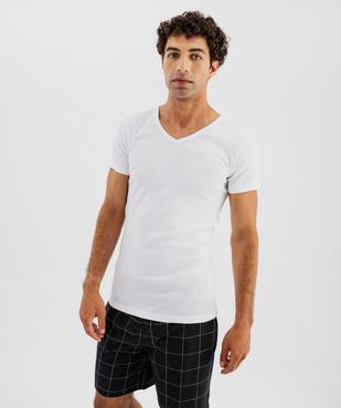 Tee-shirt homme à manches courtes et col V en coton biologique (lot de 2) vue7 - GEMO 4G HOMME - GEMO