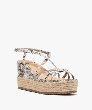 Sandales femme à talon et fines brides imitation serpent vue2 - GEMO(URBAIN) - GEMO