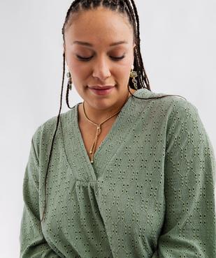 Blouse manches longues en maille ajourée femme grande taille vue2 - GEMO 4G GT - GEMO