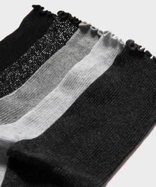 Chaussettes hautes avec finitions froncées femme (lot de 5) vue2 - GEMO(HOMWR FEM) - GEMO