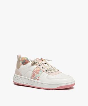 Tennis fille à détails fleuris et lacets élastiques vue2 - GEMO 4G FILLE - GEMO