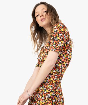 Robe femme à manches courtes effet drapé vue2 - GEMO(FEMME PAP) - GEMO