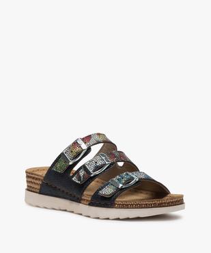 Sandales confort femme mules à talon compensé colorées vue2 - GEMO (CONFORT) - GEMO