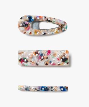 Pinces à cheveux fille multicolores avec strass (lot de 3) vue1 - GEMO - GEMO