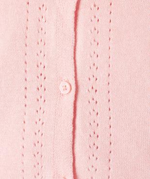 Gilet court avec détails ajourés bébé fille vue2 - GEMO(BEBE DEBT) - GEMO