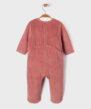 Pyjama en velours motifs oiseaux bébé fille vue3 - GEMO 4G BEBE - GEMO