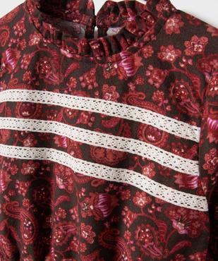 Robe manches longues imprimée cachemire et dentelle fille vue2 - GEMO (ENFANT) - GEMO