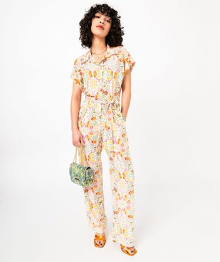 Combinaison pantalon imprimée à manches courtes femme vue1 - GEMO(FEMME PAP) - GEMO
