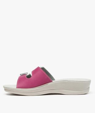 Mules femme confort à talon compensé et boucles - Cloggy vue3 - GEMO (EQUIPT) - GEMO