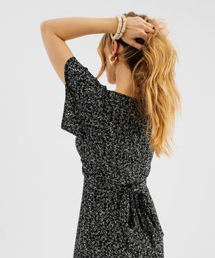 Robe longue cache-cœur en maille souple femme vue4 - GEMO 4G FEMME - GEMO