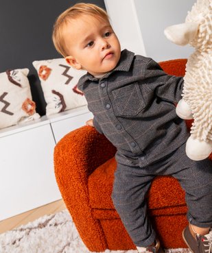Pantalon carotte à motif pied-de-poule bébé garçon vue2 - GEMO(BEBE DEBT) - GEMO