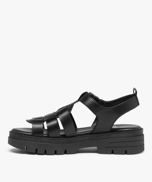 Sandales femme à semelle crantée et brides en cuir vue3 - GEMO (CASUAL) - GEMO