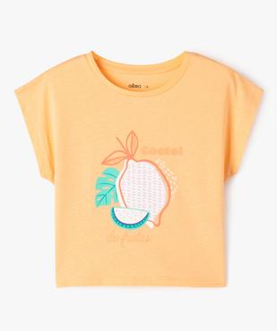 Tee-shirt à manches courtes coupe courte fille vue1 - GEMO (ENFANT) - GEMO