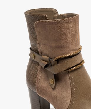 Bottines femme à talon haut et large avec détails fantaisie et à zip vue7 - GEMO(URBAIN) - GEMO